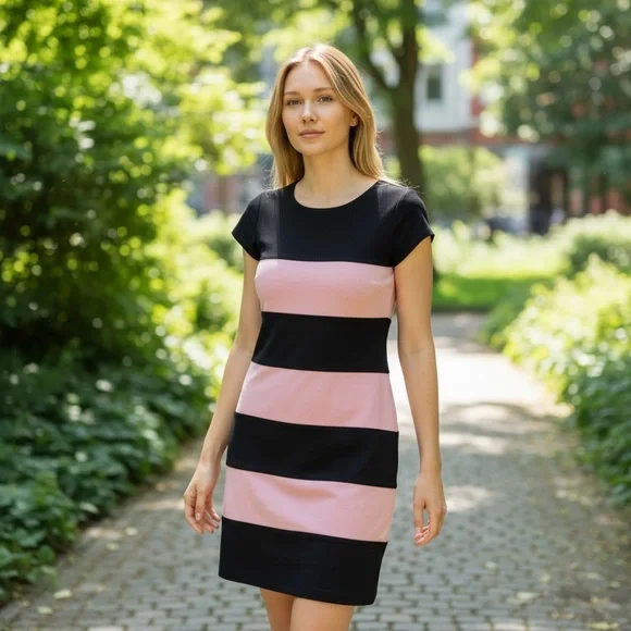 Yoana Baraschi | Black and Pink Striped Dress for Women Size Small - Picture 2 of 16